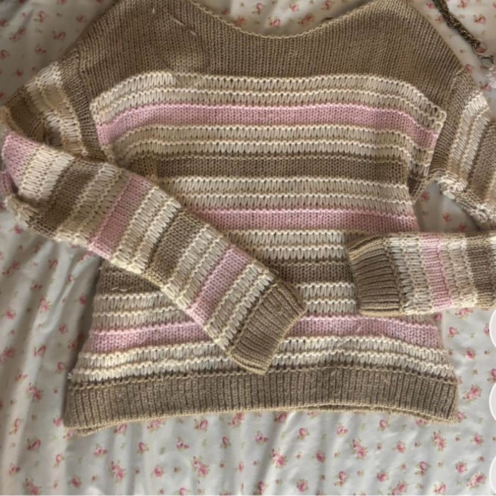 Y2K Neapolitan Stripe Off Shoulder Knit Sweater 🎀 - Picture 8 of 8